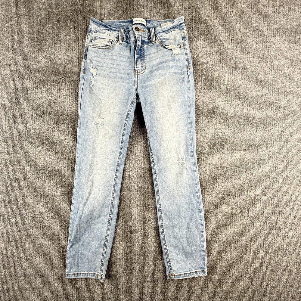 Studio Blue Jeans Womens 27P Light Wash Mid Rise Distressed Skinny Denim Stretch